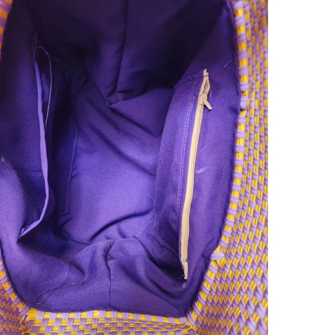 Barrel Bag |Small Valise |Women Lunch Bag |Eco Friendly Bicolor Lilac and Yellow Handbag
