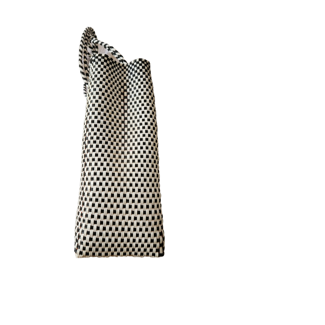Messenger blue white rhomb crafted bag