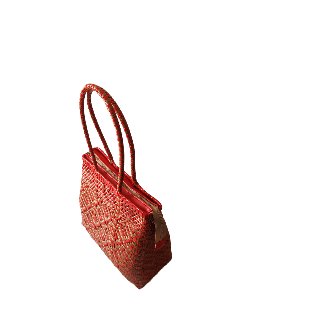 Eco-Friendly Handmade From Recycled Materials Red and Gold Tote Bag