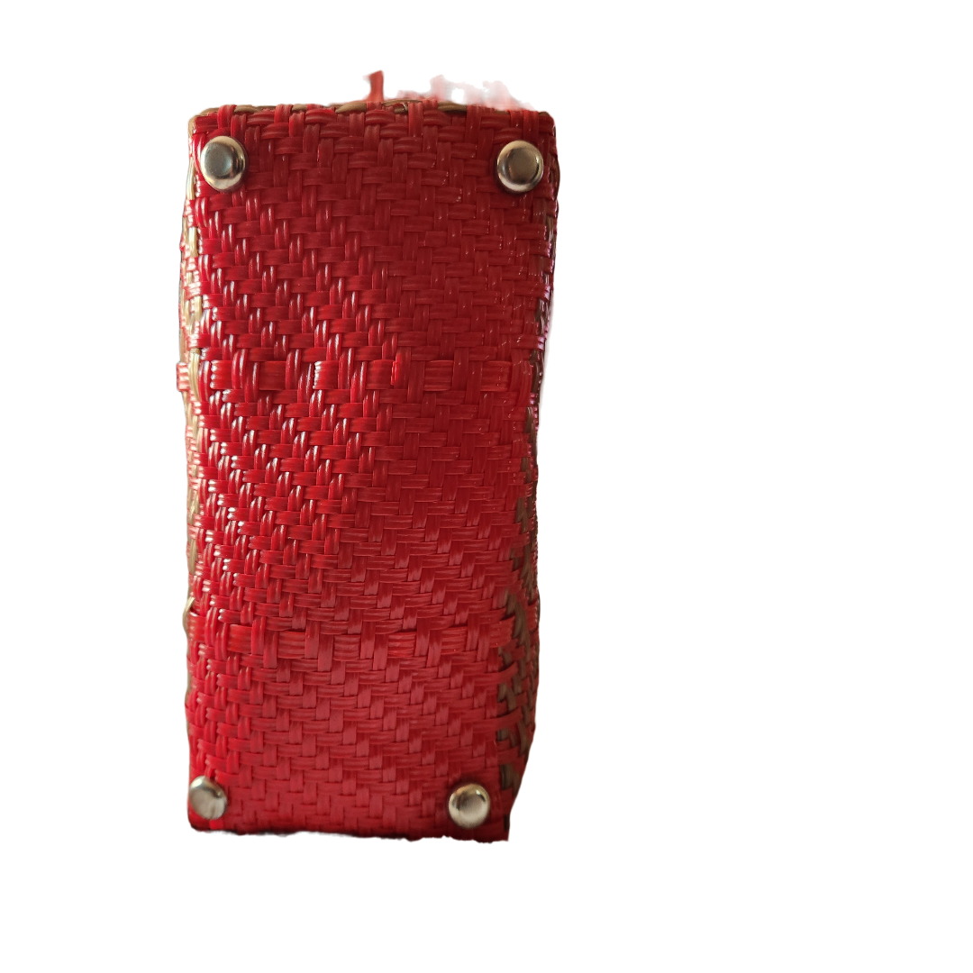 Eco-Friendly Handmade From Recycled Materials Red and Gold Tote Bag