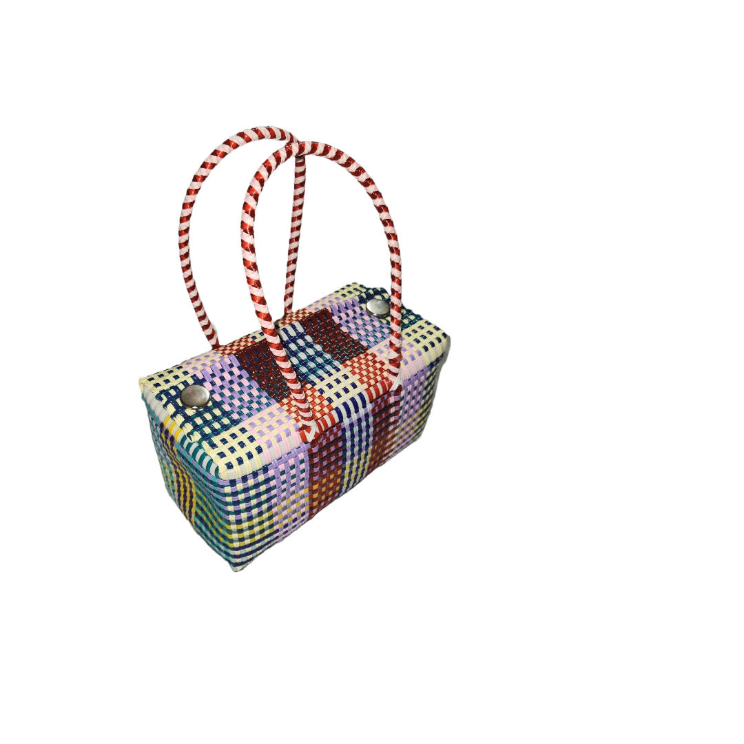 Barrel Bag |Small Valise |Women Lunch Bag |Eco Friendly Tricolor Red Blue Yellow Handbag