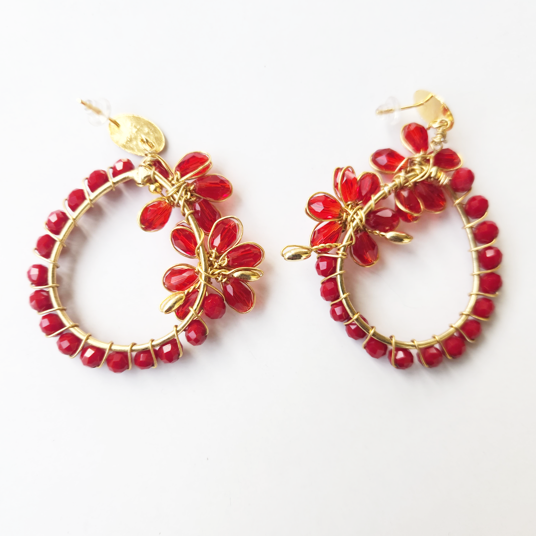 Red Stone Beaded Earring