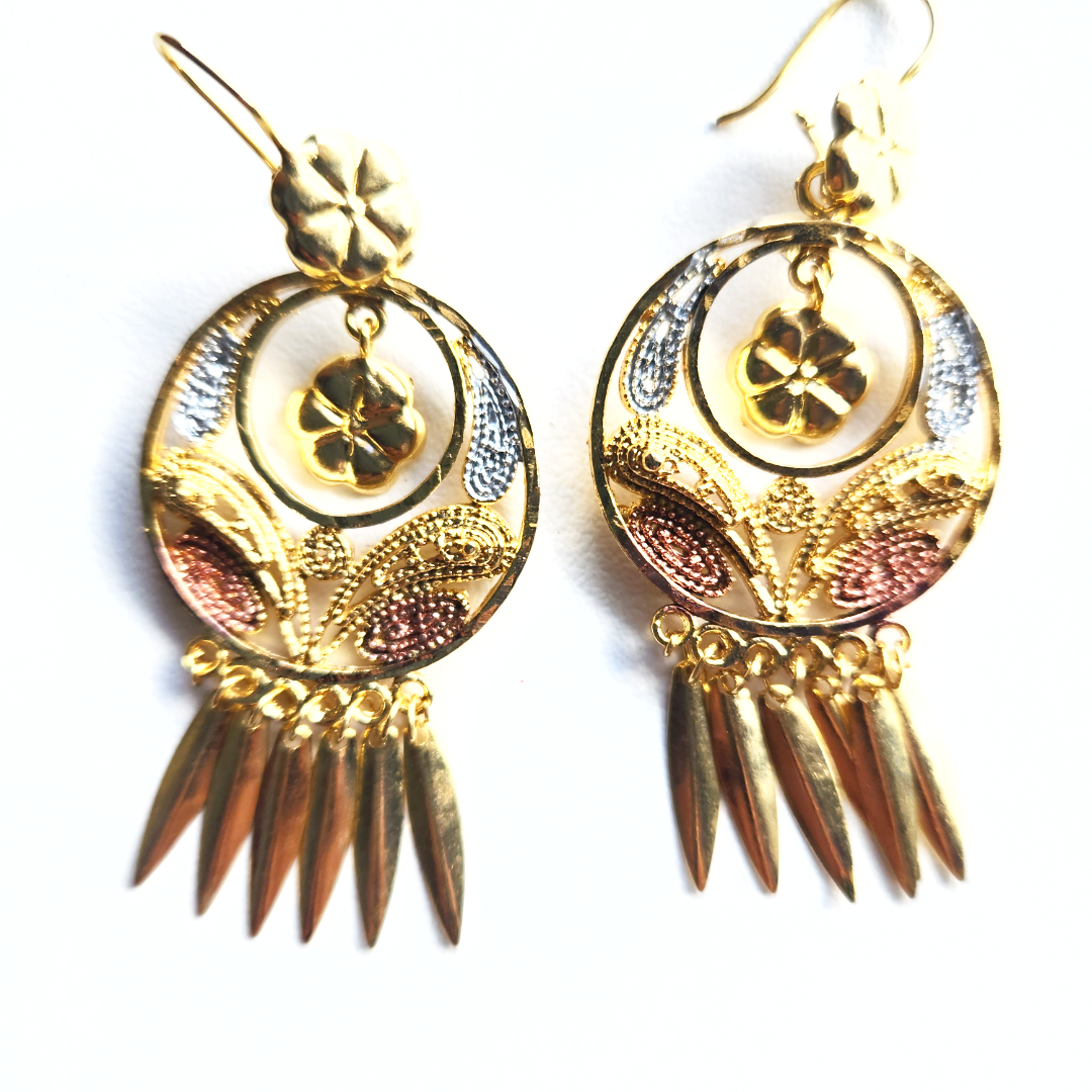 14 Gold plated Brass Earrings | Earrings Filigree | Earrings Type Dangle | Earring Hypoallergenic | Birthday Gift