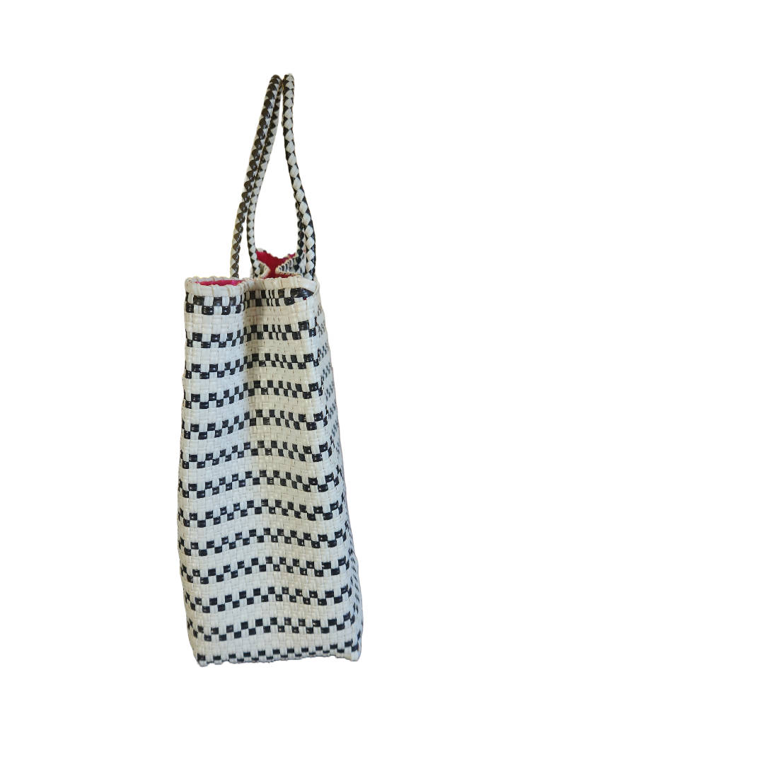 Messenger white-black crafted bag