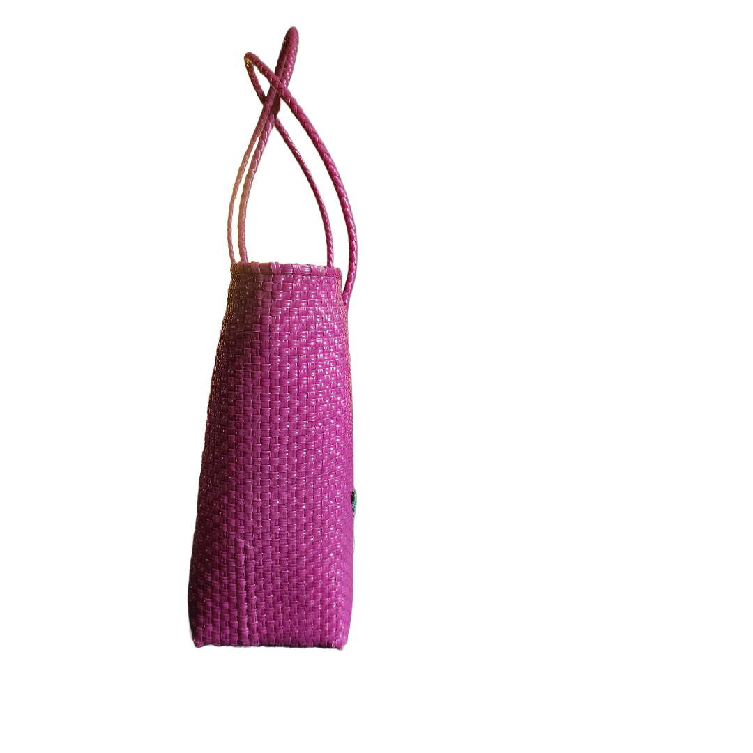 Messenger fuchsia-white rhomboids crafted bag
