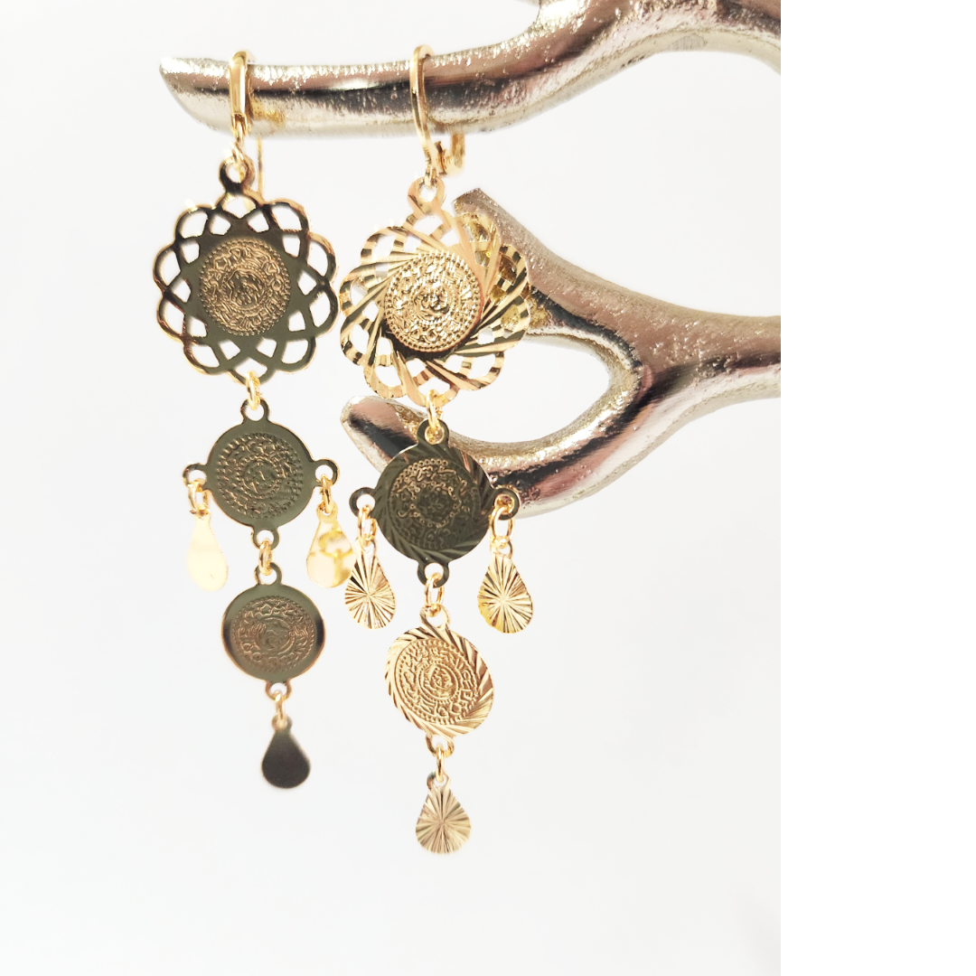 Earrings 14k Gold Plated Brass | Earring Type Dangle | Earring Filigree | Birthday Gift