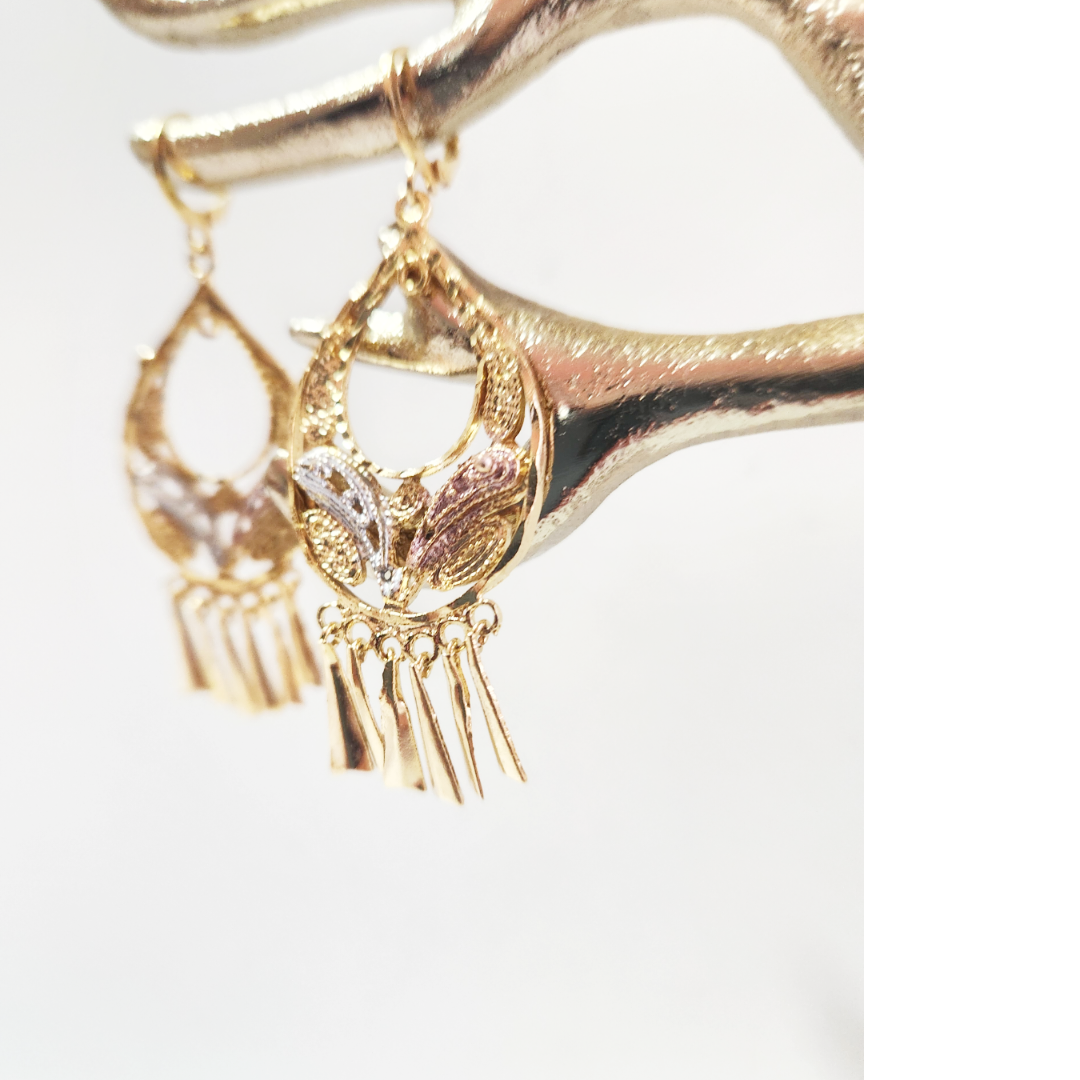 Earrings 14k Gold Plated 3 colors | Earrings Dangle Oval | Filigree Earrings | Birthday Gift