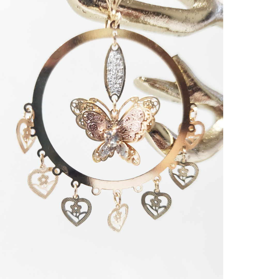 Earrings 14k Gold Plated Butterfly | Earring type Dangle | Earrings Heart | Birthday Gift