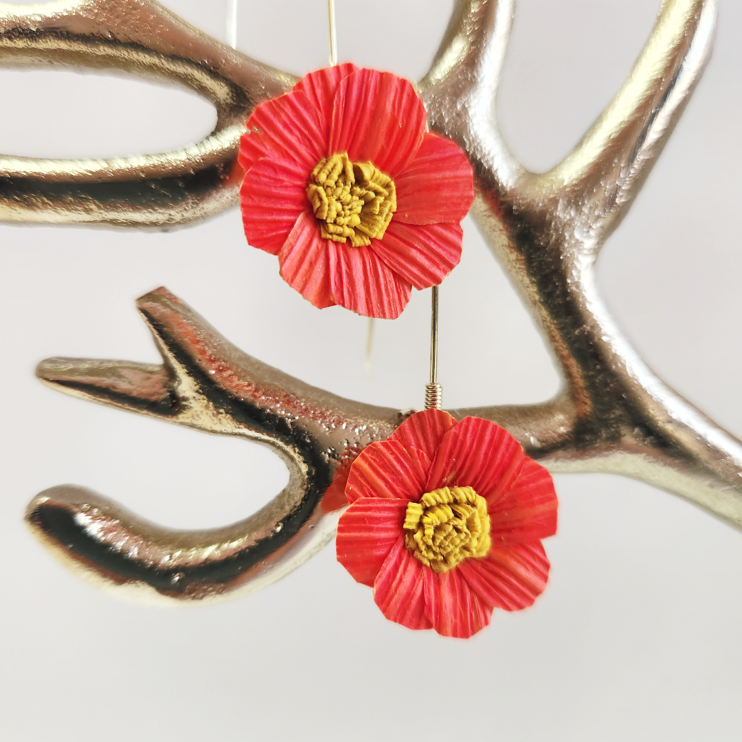 Handmade Earrings | Hypoallergenic Earrings | Flower Orange Earrings | Husker Earrings | Original Birthday Gift