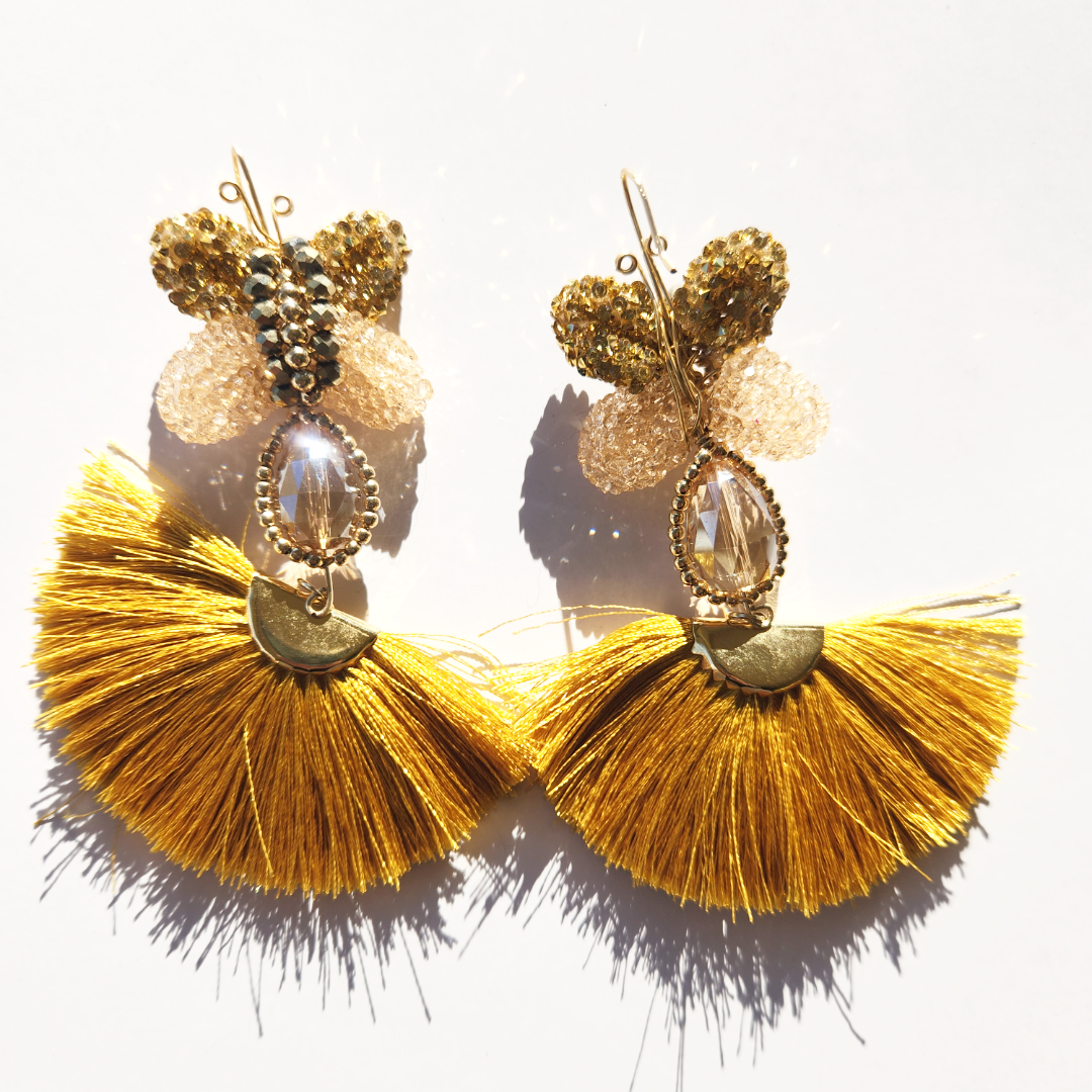 Crafted Yellow Earrings | Fun earrings | Shepherd hook backs | Birthday Gift
