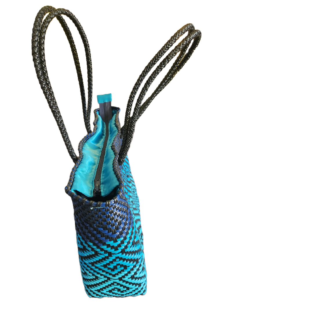 Messenger blue-black labyrinth crafted bag | Women Labyrinth Purse | Purse Handmade | Mexican Purse Traditional | Eco-Friendly Handbag