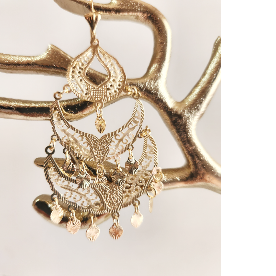 Earrings 14k Gold Plated Brass | Earring Shape Half Moon | Earring Type Dangle | Birthday Gift