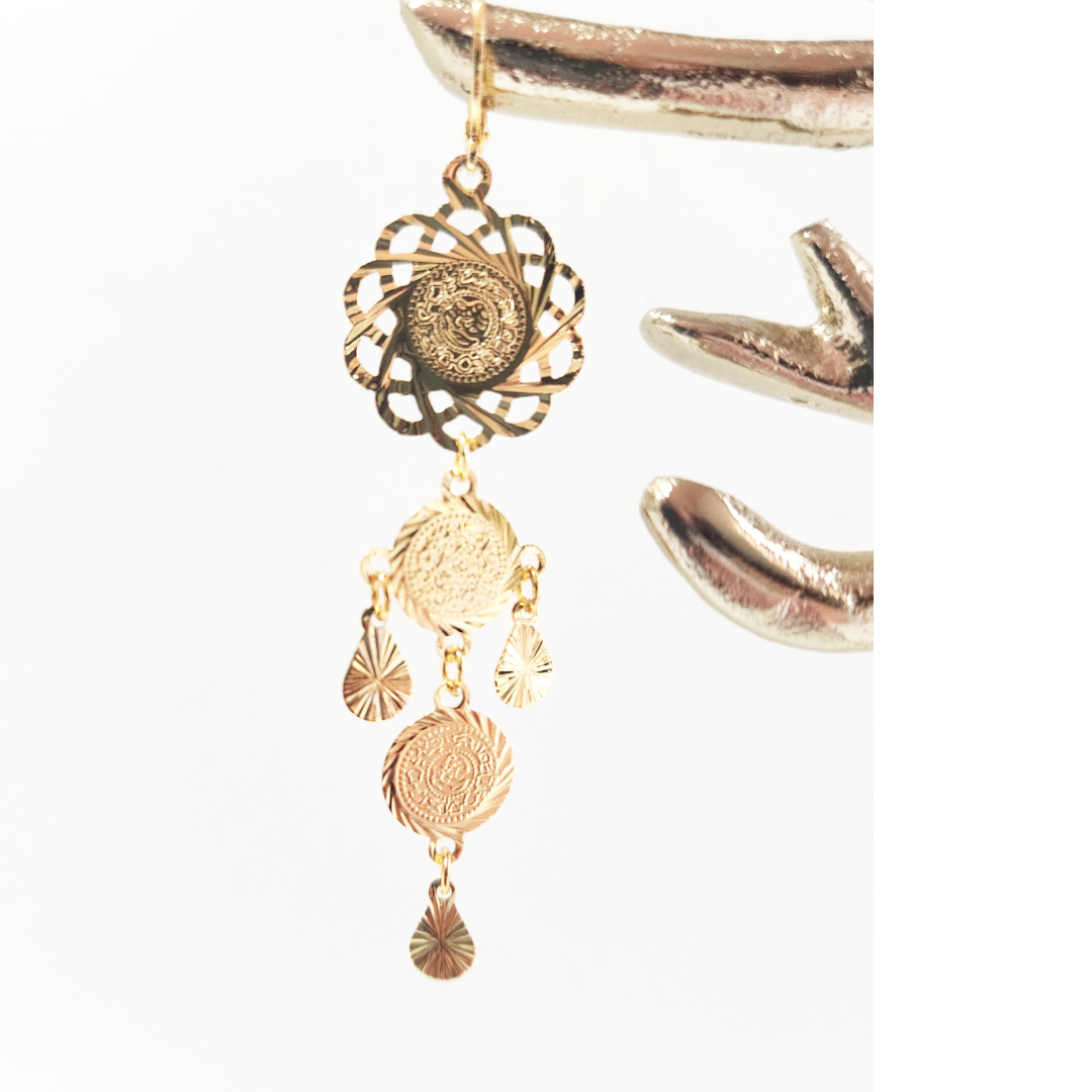 Earrings 14k Gold Plated Brass | Earring Type Dangle | Earring Filigree | Birthday Gift