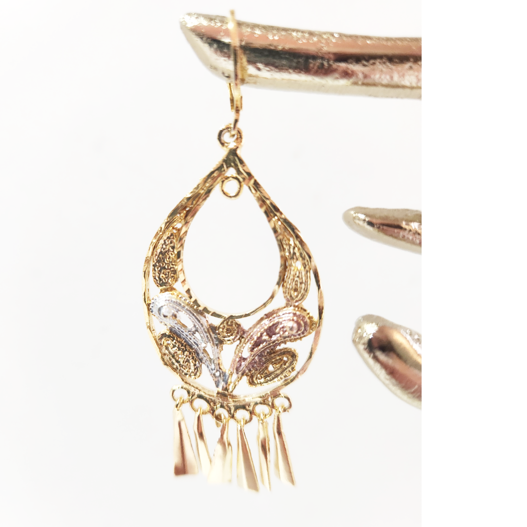 Earrings 14k Gold Plated 3 colors | Earrings Dangle Oval | Filigree Earrings | Birthday Gift