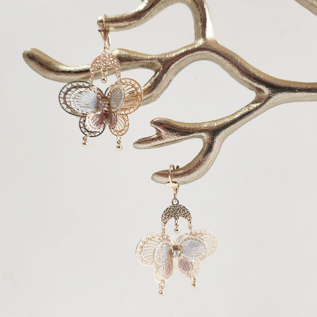 Earrings 14k Gold Plated Brass | Earring type Dangle | Earring Butterfly.