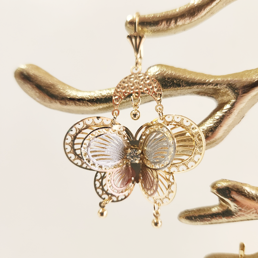 Earrings 14k Gold Plated Brass | Earring type Dangle | Earring Butterfly.