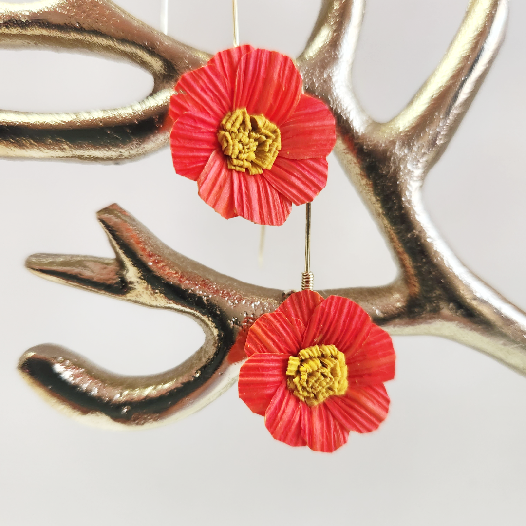 Handmade Earrings |  Hypoallergenic Earrings | Flower Orange Earrings | Husker Earrings | Original Birthday Gift